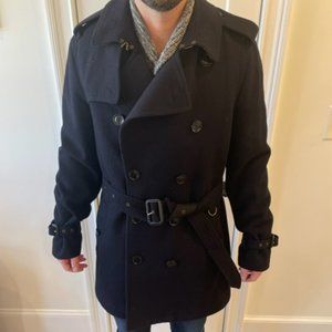 Burberry Brit Men's Wool Trench Coat - Navy